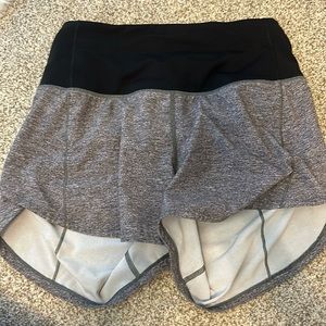Grey Lululemon speed ups 4 inch size 2